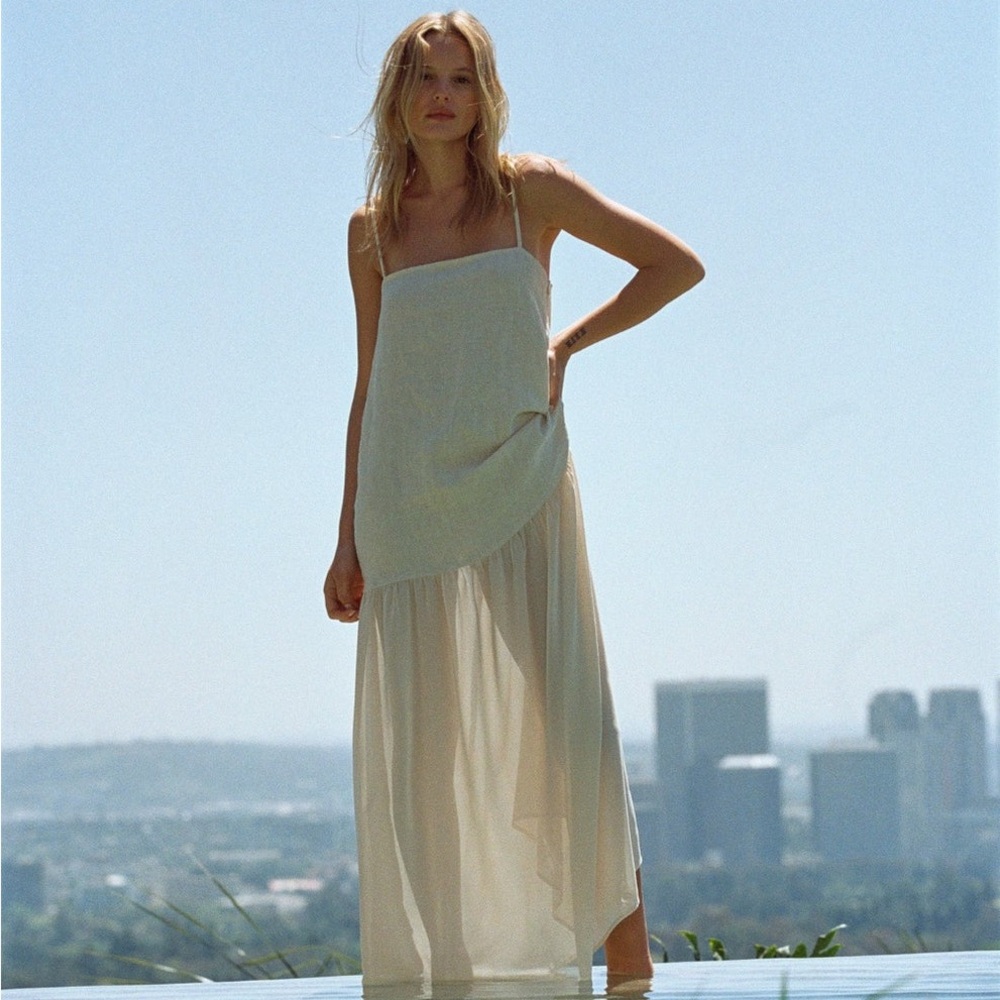 Nora cream Spaghetti-Strap Maxi Dress